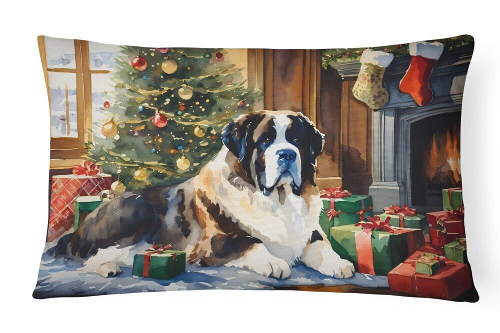 6291 DAC2737PW1216 Saint Bernard Cozy Christmas Throw Pillow Machine